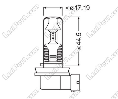 Dimensions of Osram LEDriving HL Easy H11 LED Bulbs for Fog Lights