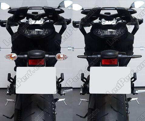 Comparative before and after installation Dynamic LED turn signals + brake lights for Aprilia SL 1000 Falco