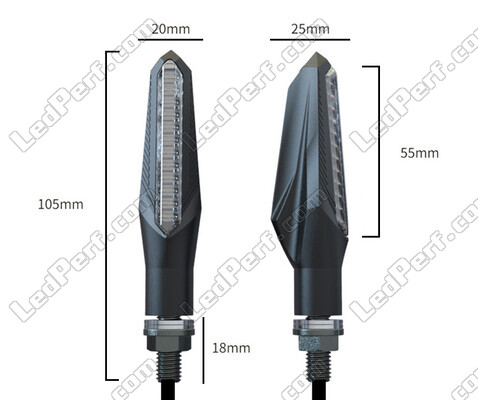 Overall dimensions of dynamic LED turn signals with Daytime Running Light for Kawasaki ER-6F (2012 - 2016)