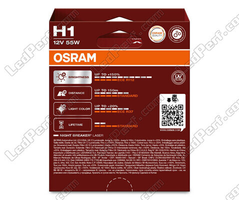 Pack of 2 Osram Night Breaker Laser +150% H1 bulbs  - 64150NL-2HB